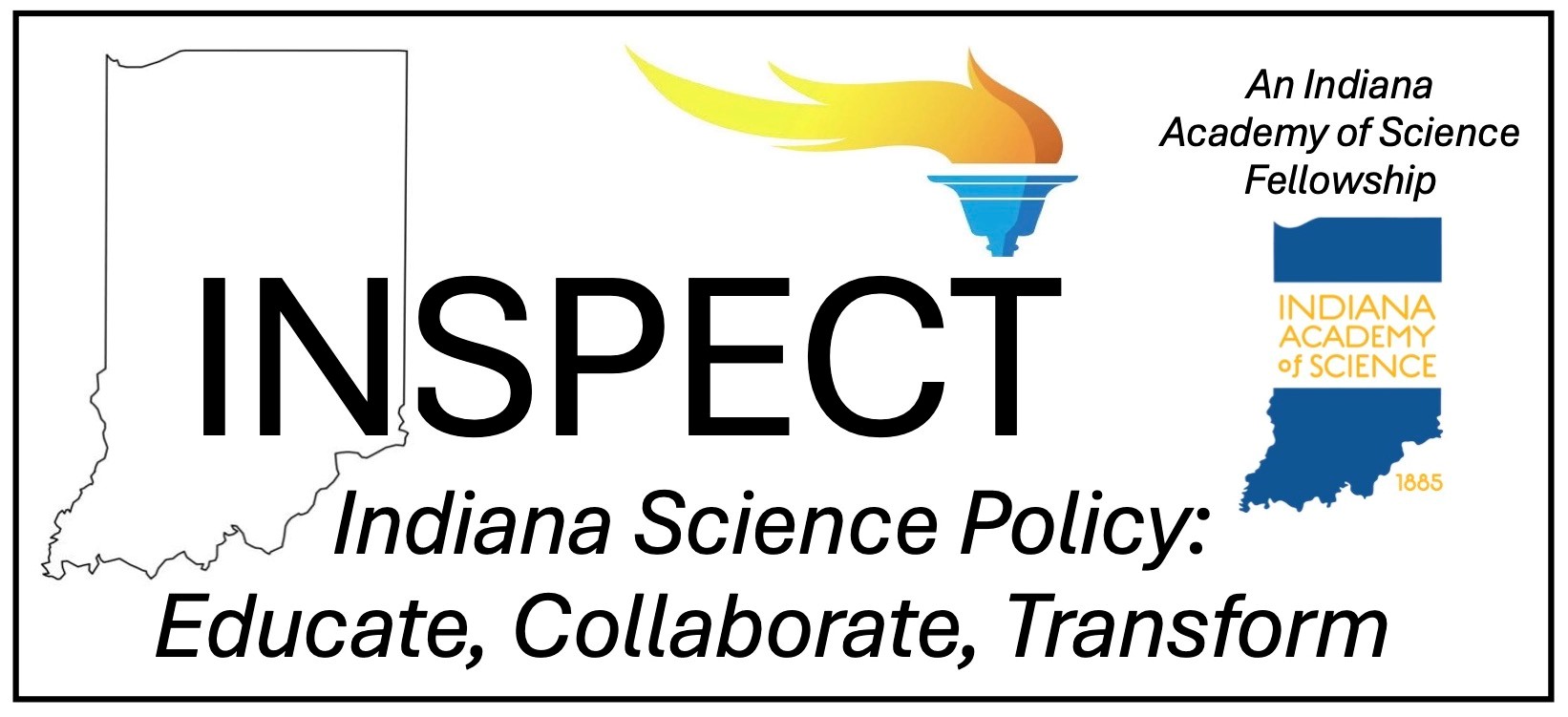 The INSPECT banner image that states "Indiana Science Policy: Educate, Collaborate, Transform.